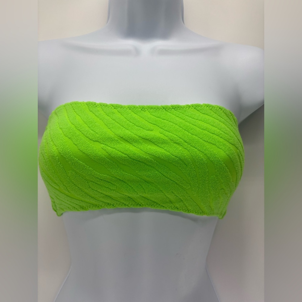Triangl Bandeau Bikini Top Neon Green Terry Zebra Texture Size Small+